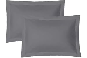 iMaylex Soft and Breathable 100% Egyptian Cotton Envelope Pillow Shams, Silk Like and Cozy Decorative Pillow Covers, Set of 2, Dark Grey, Standard