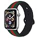Sport Band Compatible with Apple Watch Band, Premium Sport Durable Soft Silicone Bracelet Wrist Strap Replacement Band for Series 4 3 2 1 (42MM/44MM M/L Black Green Red)