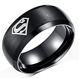 Tanyoyo Jewelry 8mm Titanium Rings Stainless Steel for Mens Rings S Shield Black