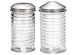 (Set of 2) Beehive Sugar Pourer and Powdered Creamer Dispenser Set, Glass with Stainless Steel Lids 12 ounce
