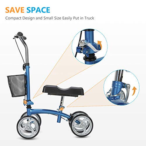 OasisSpace Small Size Foldable Knee Scooter Walker for Foot Injuries