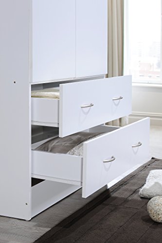 Hodedah Two Door Wardrobe With Two Drawers And Hanging Rod