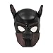 Raycity Leather Full Face Mask Dog Puppy Hood Removable Mouth Costume Party Cosplay Unisex (Black&Brown)