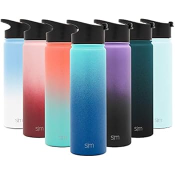 Simple Modern 22 Ounce Summit Water Bottle - Stainless Steel Tumbler Metal Flask +2 Lids - Wide Mouth Double Wall Vacuum Insulated Leakproof Ombre: Pacific Dream