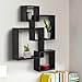 Giantex 4 Cube Intersecting Floating Shelves Square Wall Mounted Shelves Wood Home Furniture Accent Decorative Wall Shelf, Black
