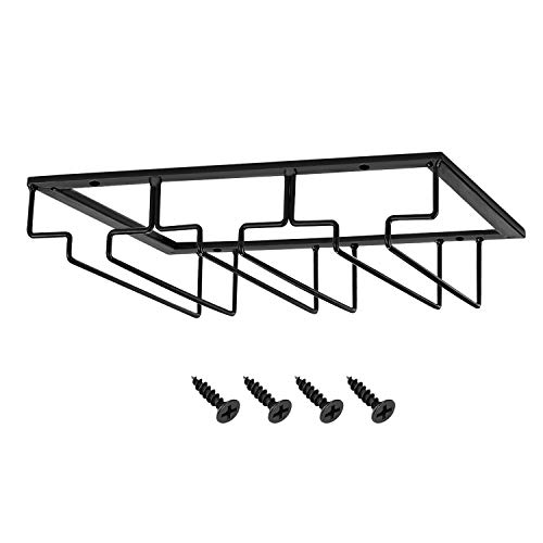MOCOUM Wine Glasses Rack Under Cabinet Stemware Rack,Wine Glass Hanger Rack Wire Wine Glass Holder Storage Hanger for Cabinet Kitchen Bar (3 Rows)