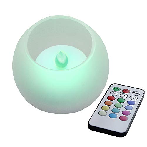 Flameless LED Color Changing Candle with Frosted Glass Candle Holder Flickering Electric Battery Powered Operated Candle with Remote and Timer for Home DÃ©cor Party Holiday Wedding Decorations