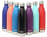MIRA Vacuum Insulated Stainless Steel Water Bottle | Leak-proof Double Walled Cola Shape Sports Water Bottle | No Sweating, Keeps Your Drink Cold 24 hours or Hot 12 hours | 25 Oz (750 ml) | Black