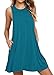 HAOMEILI Women's Sleeveless Pockets Casual Swing T-Shirt Summer Dresses L Acid Blue