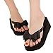 Finejo eshion Ladies Summer Platform Flip Flops Thong Wedge Beach Sandals Knotbow Shoes (39(US 8), Black)
