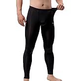Men's Ice Silk Sheer Leggings Pants Underwear Bottoms Low Rise Elastic Trousers Long Johns