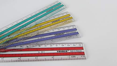 6 inch (15 cm) Premium Quality Transparent Plastic Ruler Pack of 12