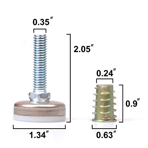 4 Furniture+Levelers+Adjustable+Thread+Diameter