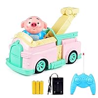 Forgiven-kids toys DIY House Kit Meng Meng Pig Charging Remote Control Toy,Remote Control Car Cartoon Car Toy Sprouting Pig Charging Remote Control Toy DIY Gift for Friends,Lovers and Families
