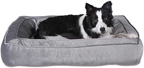 Sleepi Deluxe Rectangular Bolster Cuddler Pet Bed, 26" x 36" x 8", Sharkskin