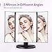 EASEHOLD Lighted Vanity Makeup Mirror Tri-Fold with LED Light Bars 180 Degree Free Rotation Table Countertop Cosmetic Bathroom Mirror (Black)