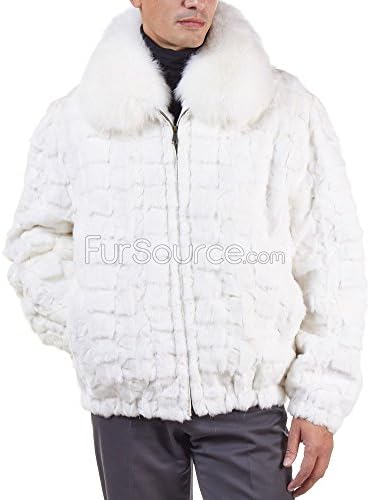 Mosaic Mink Bomber Jacket for Men in White - Large