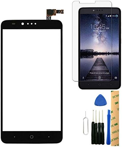 for ZTE Zmax Pro Z981 Black Touch Screen Digitizer Replacement + Tempered Glass Screen Protector + Tools