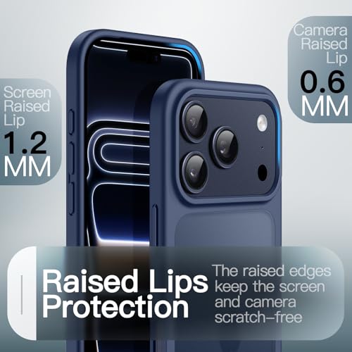 JETech Matte Case for iPhone 17 Pro 6.3 Inch, Military Grade Drop Protection Anti-Shock, Minimalist Frosted Translucent Backing, Anti-Fingerprint (Dark Blue)