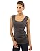 PattyBoutik Women Scoop Neck Ruched Tank Top (Dark Gray X-Small)