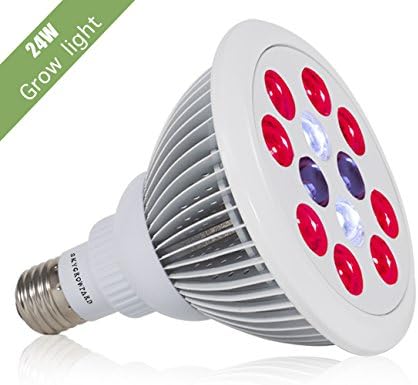 LED Grow Light Bulb, 24W E26 Growing Plant Lamp for Indoor Plants Greenhouse and Hydroponic Growing flowering