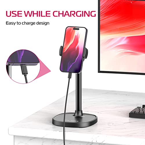 ULANZI Cell Phone Stand Mount for Desk, Vijim HP004 Adjustable Height & Angle Phone Holder, 360 Degree Rotating Desktop Phone Stand Compatible with iPhone, Samsung and All Phones