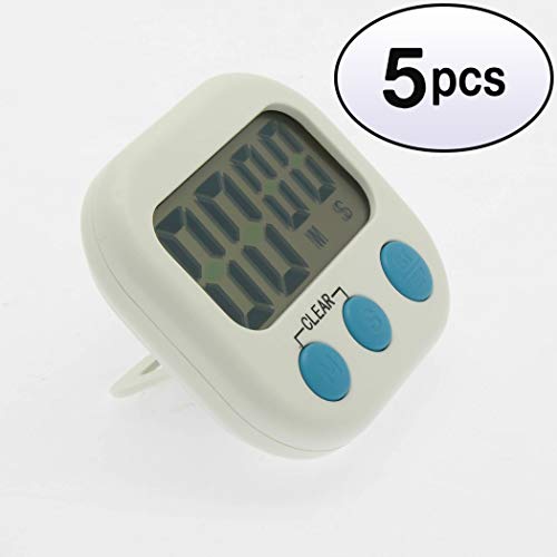 GOWOS (5 Pack) Digital Kitchen Timer, Big Digits, Loud Alarm, Magnetic Backing, Stand, White - Thumbnail 4