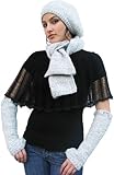 Handmade Alpaca Scarf, Rasta Hat, Fingerless Gloves Set - Cookies & Cream (100% Knitted By Hand)