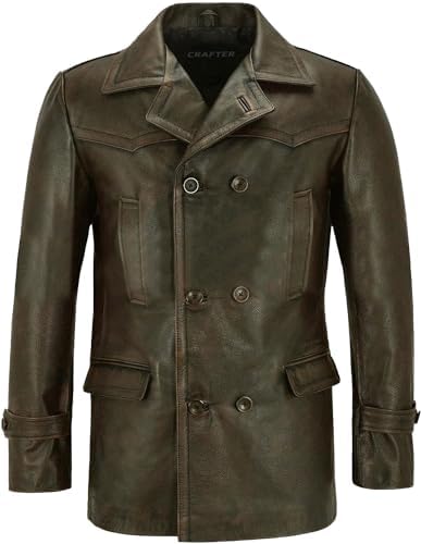 Mens Black German Military WW2 Vintage Long Trench Coat Genuine