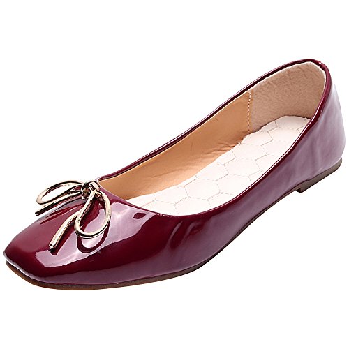 ANUFER Women Lovely Bow Tie Ballerinas Comfy Square Toe Ballet Flats Slippers Pumps Dolly Shoes 
