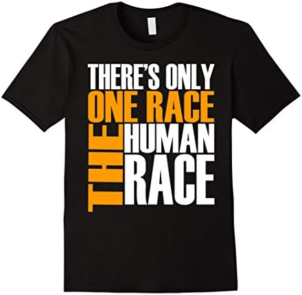 Men's There's Only One Race The Human Race Peace T-Shirt Medium Black