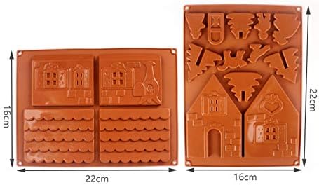 junchuang Chocolate Mold Baking Accessories 2 Pcs/Set 3D Christmas Gingerbread House Silicone Mold Chocolate Cake Mould DIY Biscuits Baking Tools