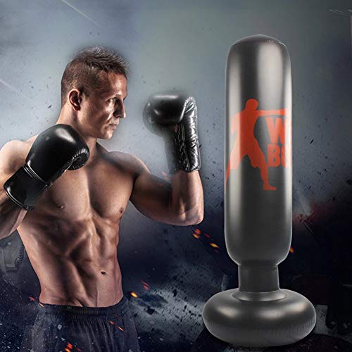 Creamoon Inflatable Kids Punching Bag Free Standing Boxing Bag Heavy Punching Bag Fitness Boxing Target Bag for Practicing Karate, Taekwondo, MMA Relieve Pent Up Energy in Kids and Adults,62.9"