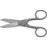 Klein Tools 100CS All-Purpose Precision Scissors, Made in USA, 5.25-Inch Nickel-Plated Snips, Blunt Tip, and Wire Stripping Notches, Multi-Purpose for Professional and Home Usage