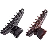 Parcelona French PINCH Set of 2 Brown Tortoise and Black Small Covered Spring No Slip Grip Jaw Hair Claw Clip Clutcher Clamp