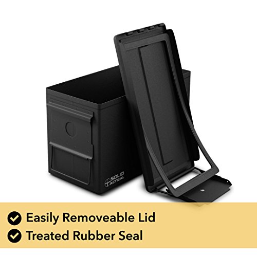 Solid Tactical New 50 Cal Metal Ammo Can - Military & Army M2A1 Steel Waterproof Ammunition Box for Long Term Storage in Black