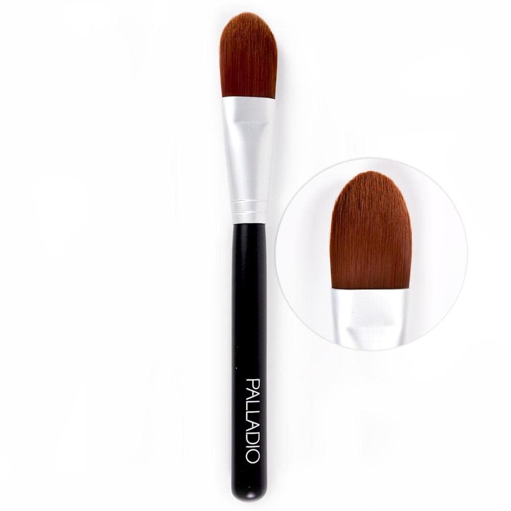 Palladio Foundation Brush, Flat Tapered Brush, Liquid and Cream Foundations, Flawless Blending, Smooth Finish, Synthetic Natural Bristles, Soft Feel, Comfortable Grip, Professional Application