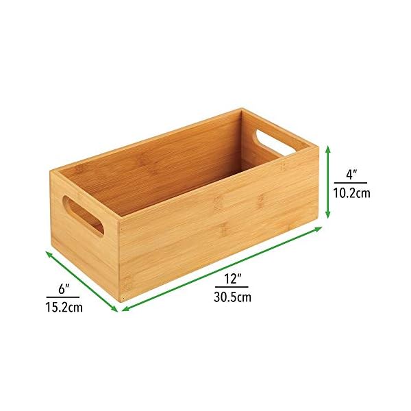 mDesign-Kitchen-Storage-Box--Practical-Storage-Tray-with-Integrated-Handles--Open-Bamboo-Cupboard-Organiser-for-Kitchen-Utensils--Natural mDesign Kitchen Storage Box – Practical Storage Tray with Integrated Handles – Open Bamboo Cupboard Organiser for…