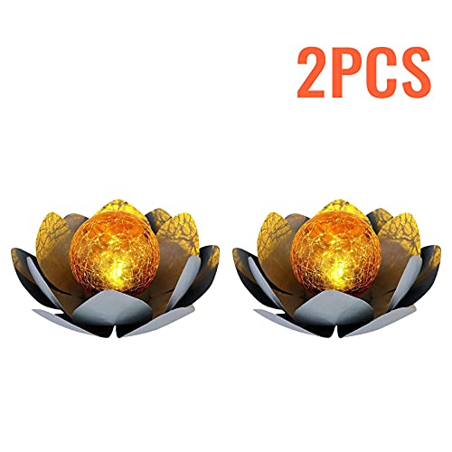 SSLLM Solarleuchte Garten,LED Solar Lotus Laterne,Lotus Laterne Metall Solarlampe für Garten,Lotusblüte Schwimmleuchten… – Bild 3