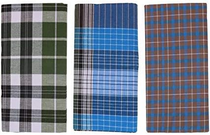 House Of CottonMen's Cotton Lungies (Free Size, Multicolour)- Pack of 3
