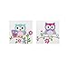 MI ZONE Wise Wendy 2 Piece Set Wall Art Print Deco Box, Modern Funny Animal Design, Silly Owls Pose Painting Living Room Décor, 12 x 12, Hot Pink Multi