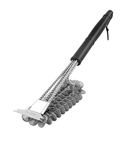 Kohi Grill Brush And Scraper Bristle Free Stainless Steel BBQ Grill Cleaning Brush Grill Accessories Safe For Porcelain, Ceramic, Steel, Iron