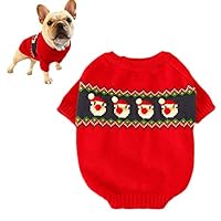 Meioro Dog Clothes Pet Sweaters Christmas Dog Sweater Costumes for Small Medium Dogs Puppy French Bulldog Pug, Party Year Xmas Holiday Pet Clothing (M, Red)