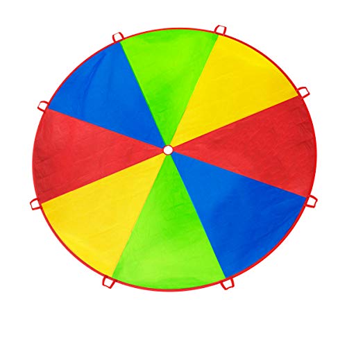 Hey!Play! Activity Parachute-Large 8 Foot Colorful Kids Canopy with 8 Handles-Indoor Outdoor Play Equipment for Playground, Backyard, Or Gym Class - Thumbnail 7
