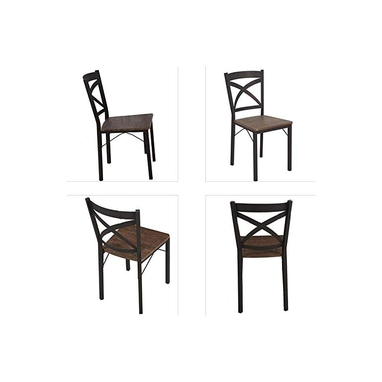 Dporticus 5Piece Dining Set Industrial Style Wooden Kitchen Table and