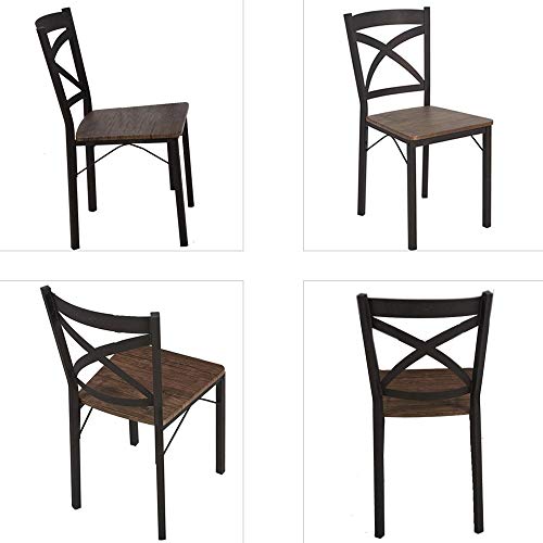 Dporticus 5-Piece Dining Set Industrial Style Wooden Kitchen Table and Chairs
