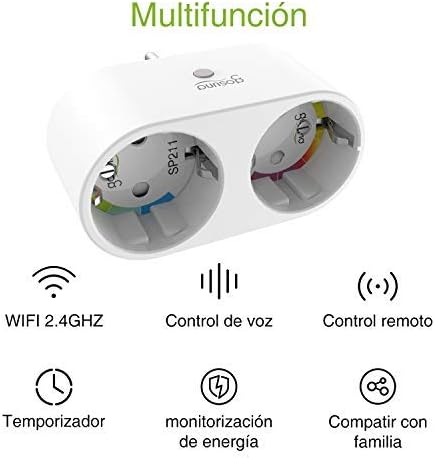 Mini Enchufe Inteligente Wifi con 2 Toma Controlar Individual Compatible con Alexa y Google Home Monitor de Energa Control RemotoTemporizacinGosund Seguro Diseo 2 1 Smart Plug Ahorrar Espacio
