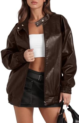 Flixxo Y2K Faux Leather Jacket Women Dark Academia Oversized