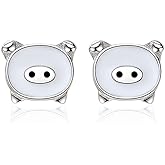 Pig Stud Earring Cute Statement S925 Sterling Silver Lovely Piggy Cartilage Pierced Earring Studs for Women Hypoallergenic Jewelry Birthday Delicate Gifts for Daughter Bff