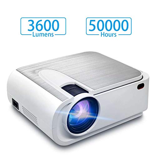 Video Projector,Full HD LED 3600 Lux Mini Partable Projector 2019 New,1080p and 300” Display 50000 Hours Projector for Home Movie,Compatible with TV Stick, PS4, HDMI, VGA, TF, AV and USB